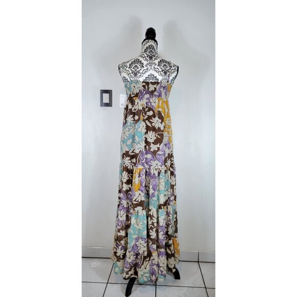 Women's Sonoma Casual Deep White Maxi Dress Drifter Brown Multi Size XS Multicol - Picture 6 of 6